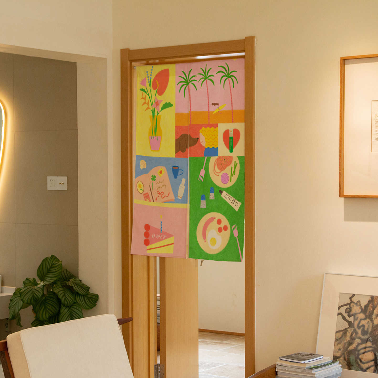 Commercial Printing Rates - VIKAMA Hand Drawn Tropical Noren Door