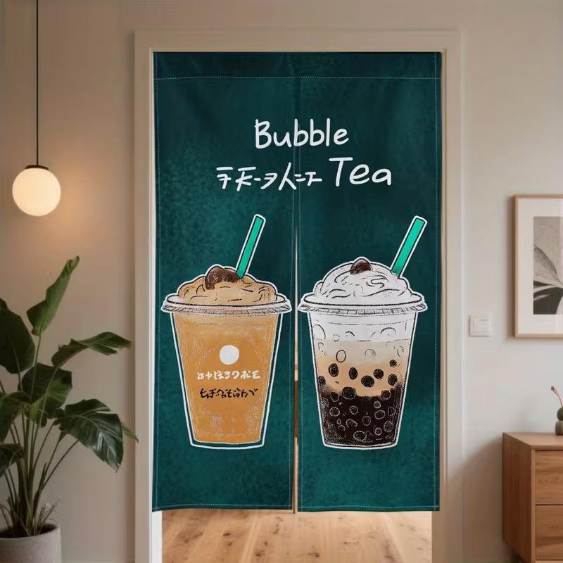Commercial Printing Rates - VIKAMA Pearl Milk Tea Half-Length Curtain,